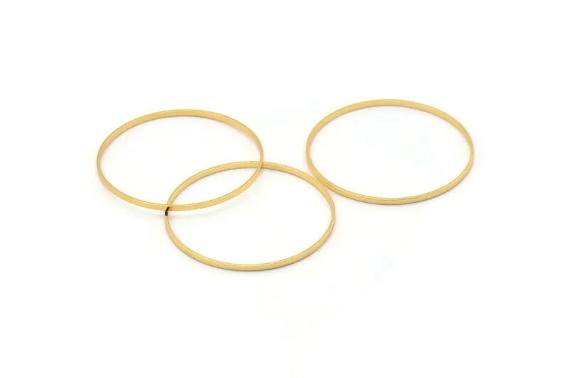 45mm Circle Connector, 3 Gold Plated Brass Circle Connectors (45x1.7x0.8mm) E053Q1061