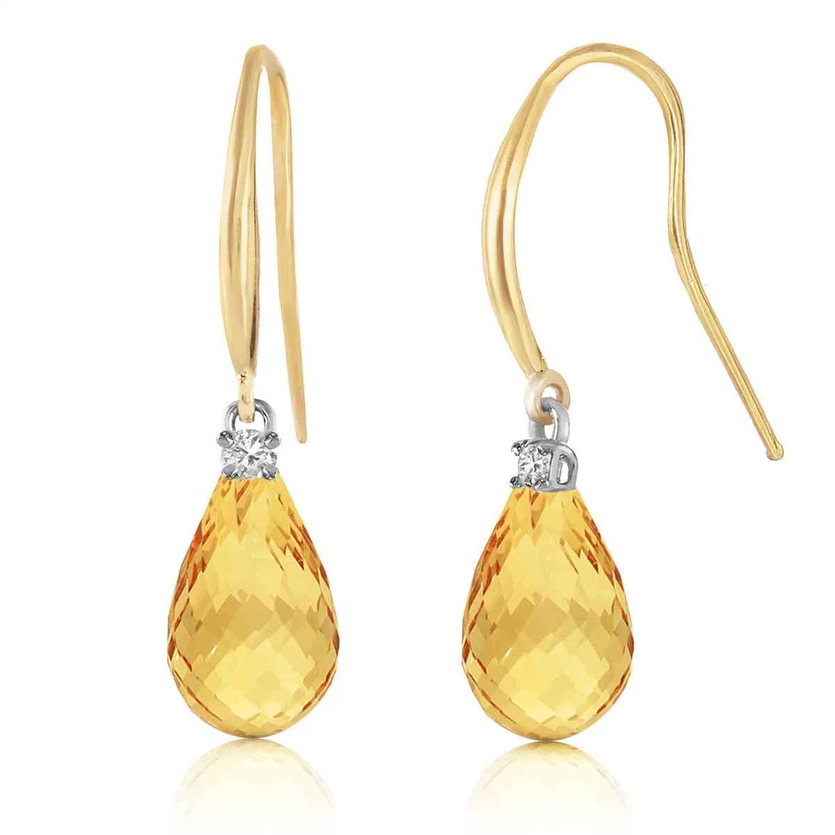 4.6 Carat 14K Solid Yellow Gold Joya Citrine Diamond Earringss