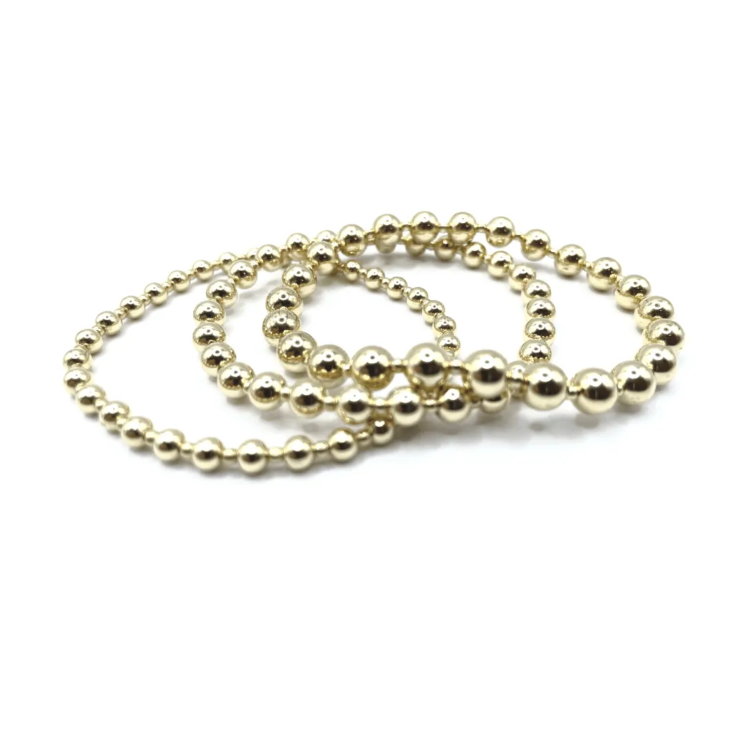 4mm 2mm 4mm Gold Filled Waterproof Dimension Bracelet 6.5"-7"