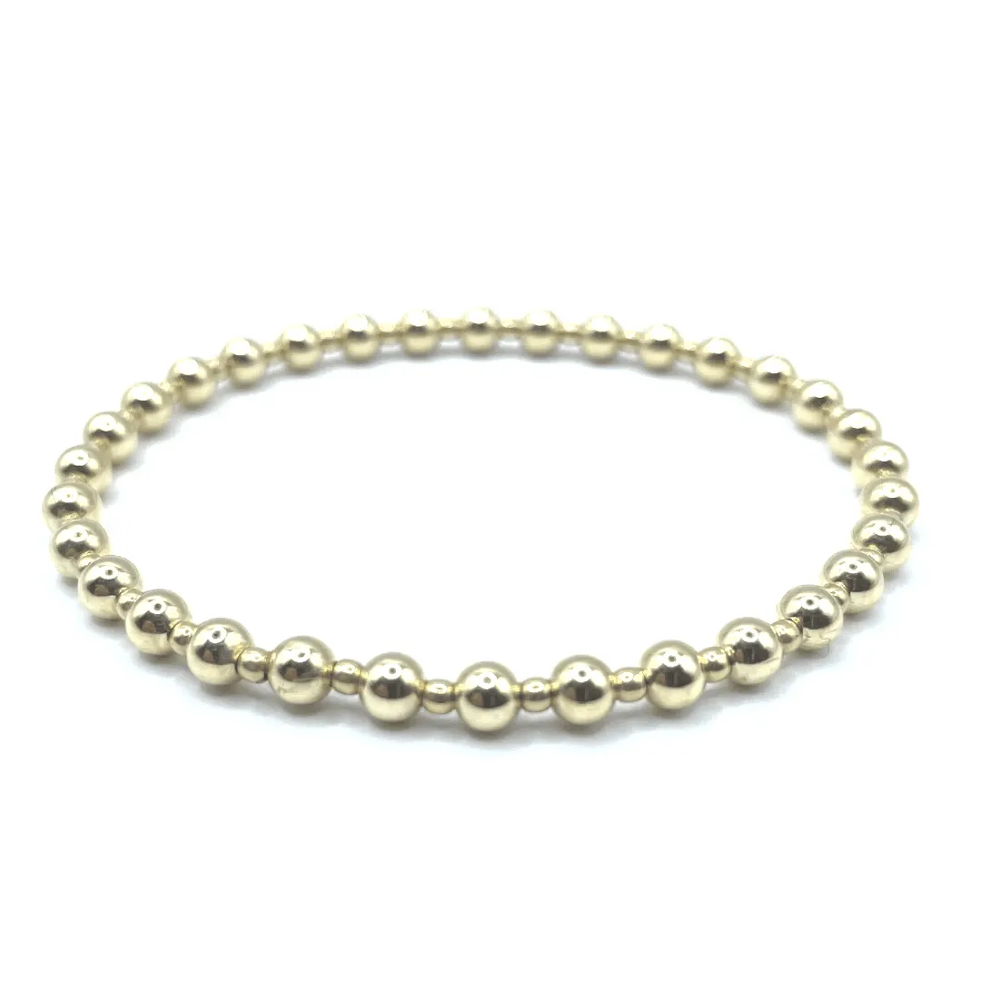 4mm 2mm 4mm Gold Filled Waterproof Dimension Bracelet 6.5"-7"