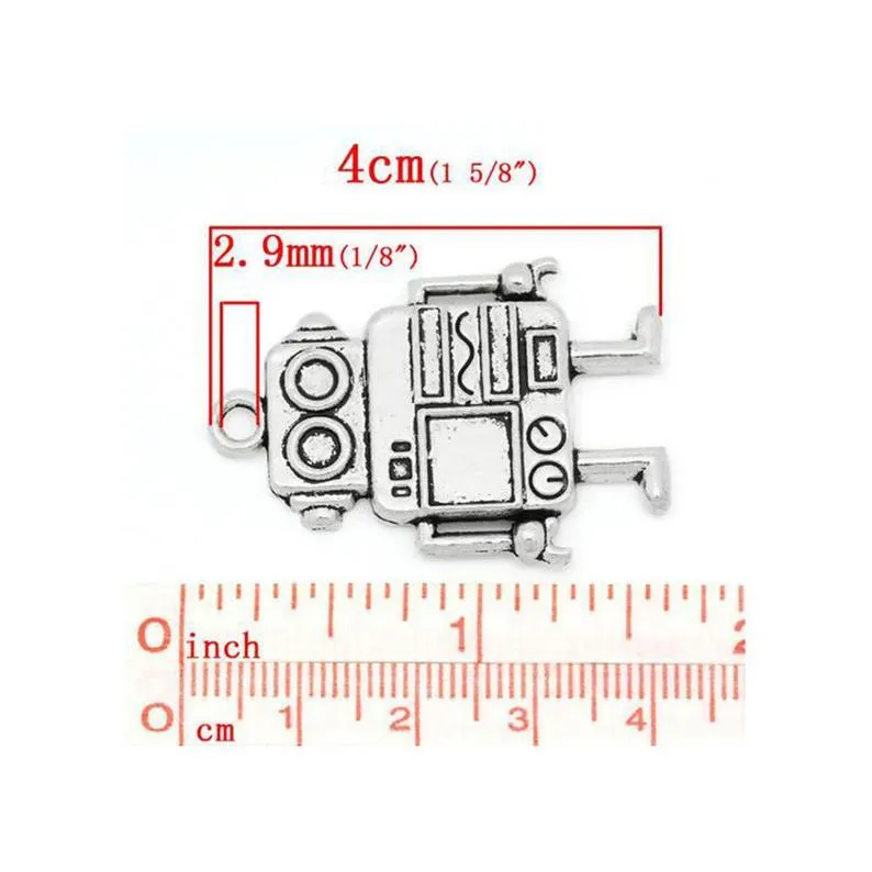 5 Pcs Tibetan Silver ROBOT TOY 3D 40mm x 27mm Charms Pendants, Lead & Nickel Free Metal Charms Pendants Beads