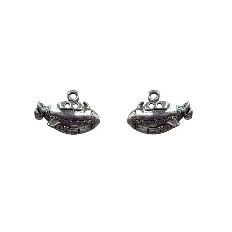 5 Pcs Tibetan Silver Submarine 15mm x 21mm 3D Charms Pendants