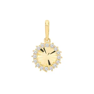 9CT GOLD CZ DIAMOND CUT ROUND PENDANT