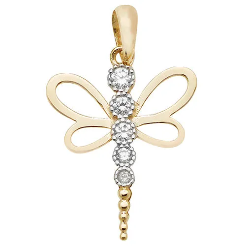 9CT GOLD CZ DRAGONFLY PENDANT