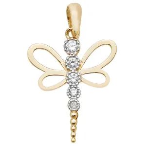 9CT GOLD CZ DRAGONFLY PENDANT