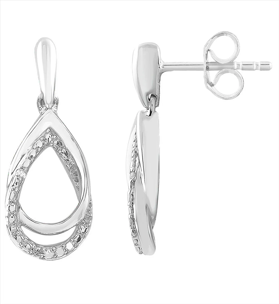 9ct White Gold 0.01Ct HI/I1 Diamond Drop Earrings