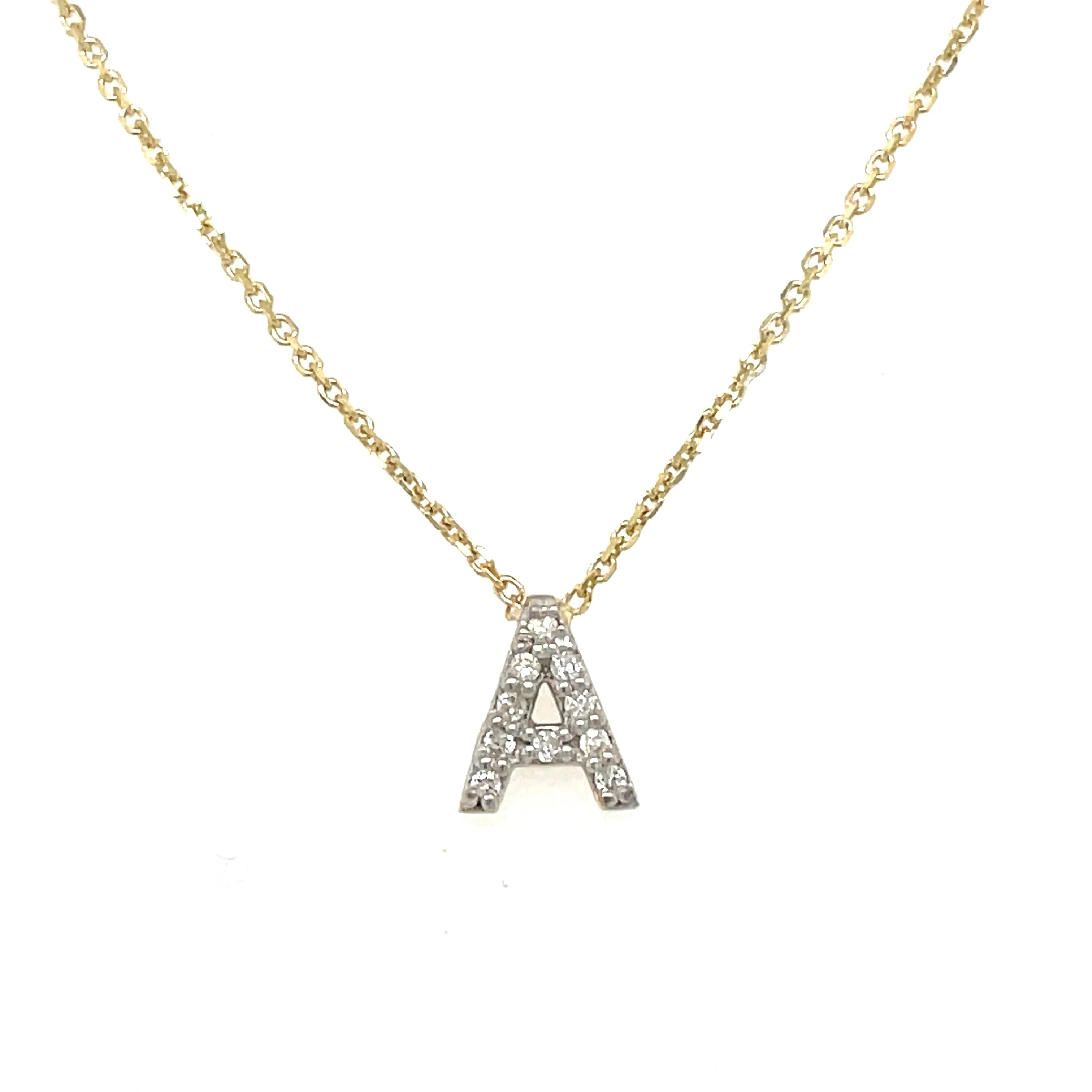 9ct Yellow Gold Mini Dia Initial Necklace