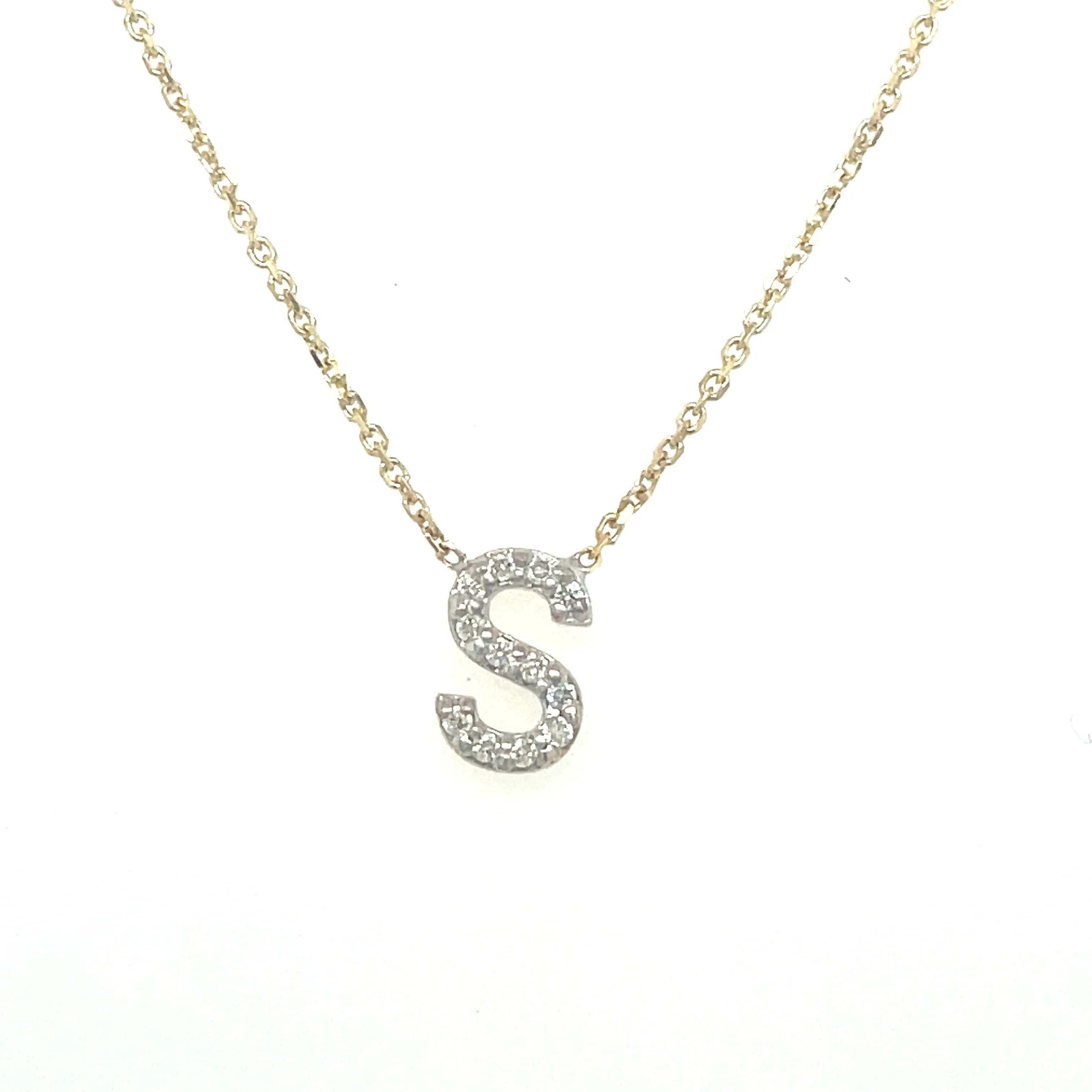 9ct Yellow Gold Mini Dia Initial Necklace