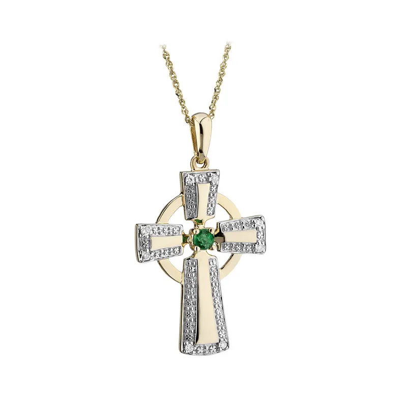 9K Gold Diamond & Emerald Cross *Limited Stock*