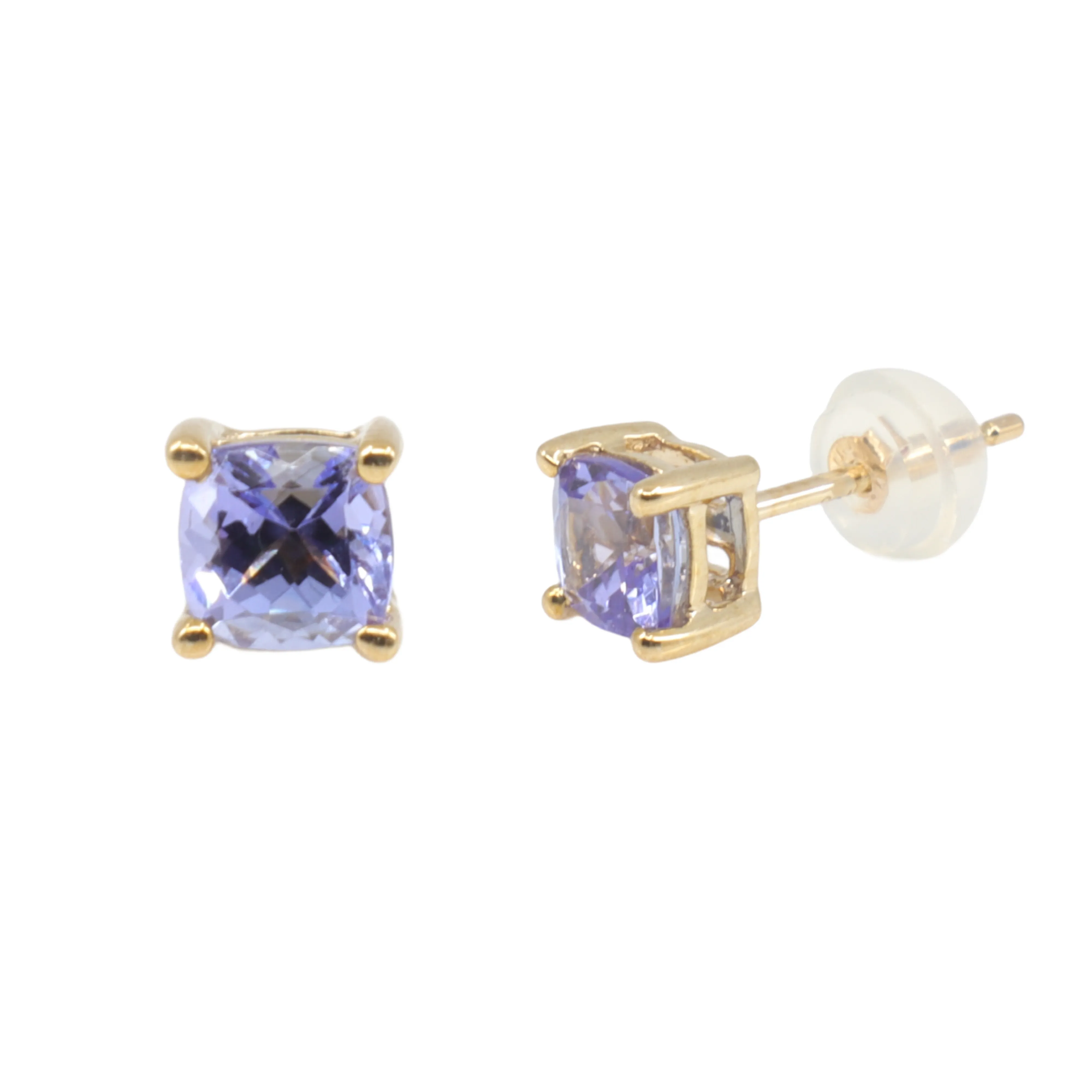 9K Yellow Gold 2 Tanzanite Stud Earring - 20764876