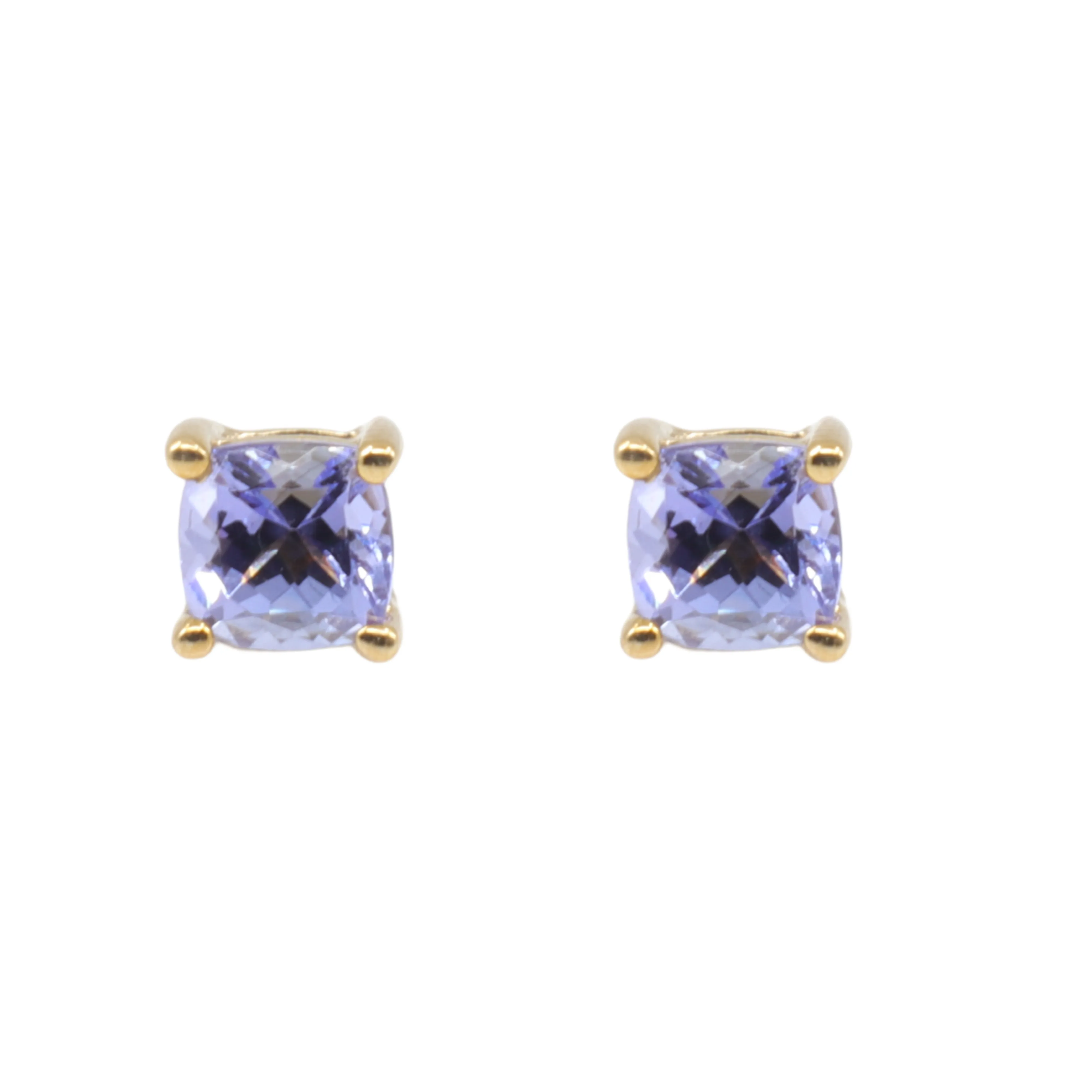 9K Yellow Gold 2 Tanzanite Stud Earring - 20764876