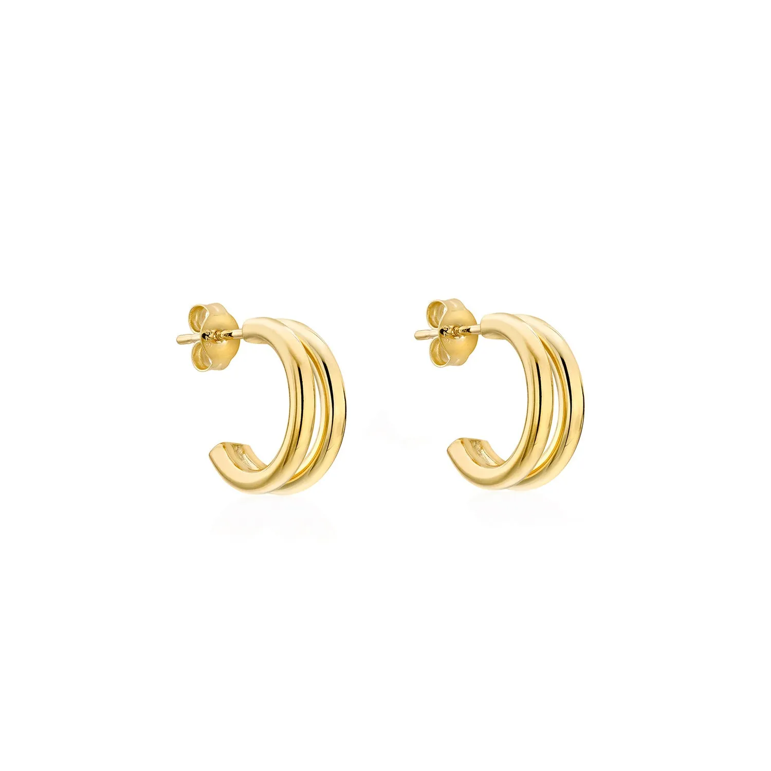 9K Yellow Gold Double Tube Half Hoop Earring - 1.54.9480