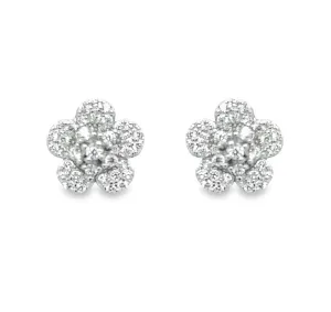 A697 Flower Diamond Cz Post Earrings