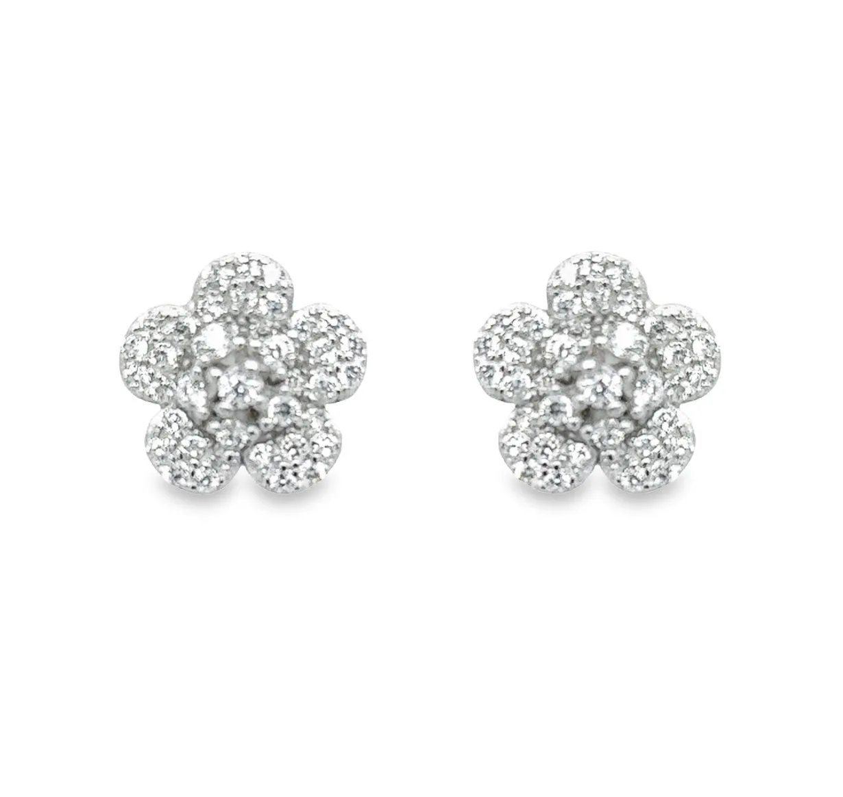 A697 Flower Diamond Cz Post Earrings