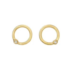 Allu Gold Circle Diamond Stud Earrings