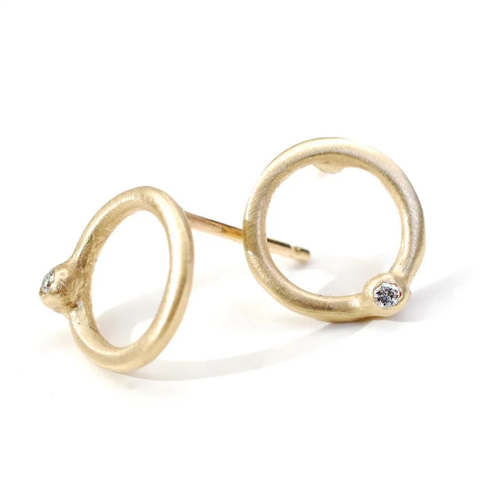 Allu Gold Circle Diamond Stud Earrings