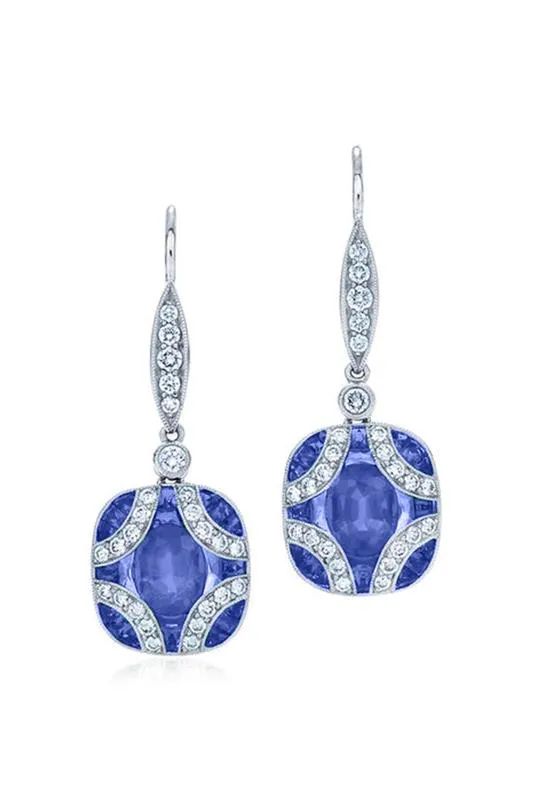 Argyle Diamond Sapphire Drop Earrings