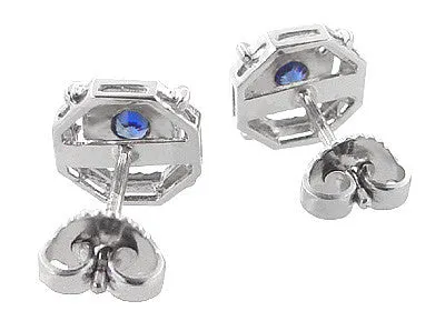 Art Deco Sapphire Stud Earrings in Platinum