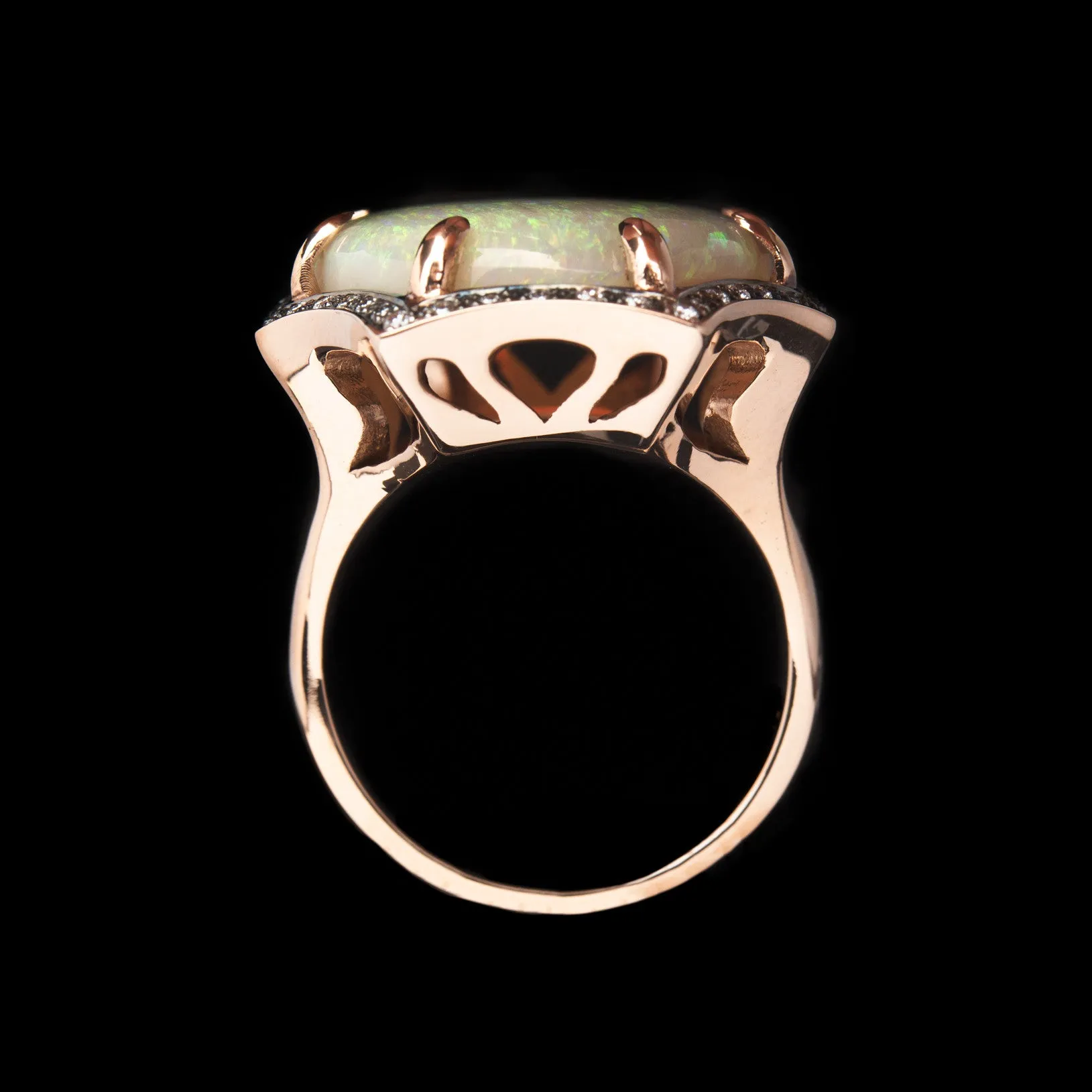 Australian Opal & Diamond 18Kt Rose Gold Cocktail Ring