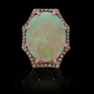 Australian Opal & Diamond 18Kt Rose Gold Cocktail Ring