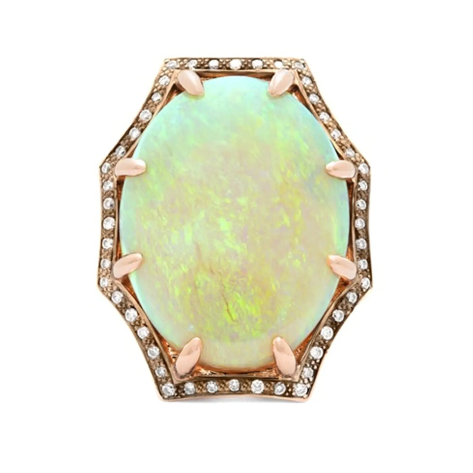 Australian Opal & Diamond 18Kt Rose Gold Cocktail Ring