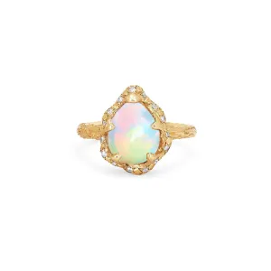 Baby Queen Water Drop White Opal Ring with Sprinkled Diamonds