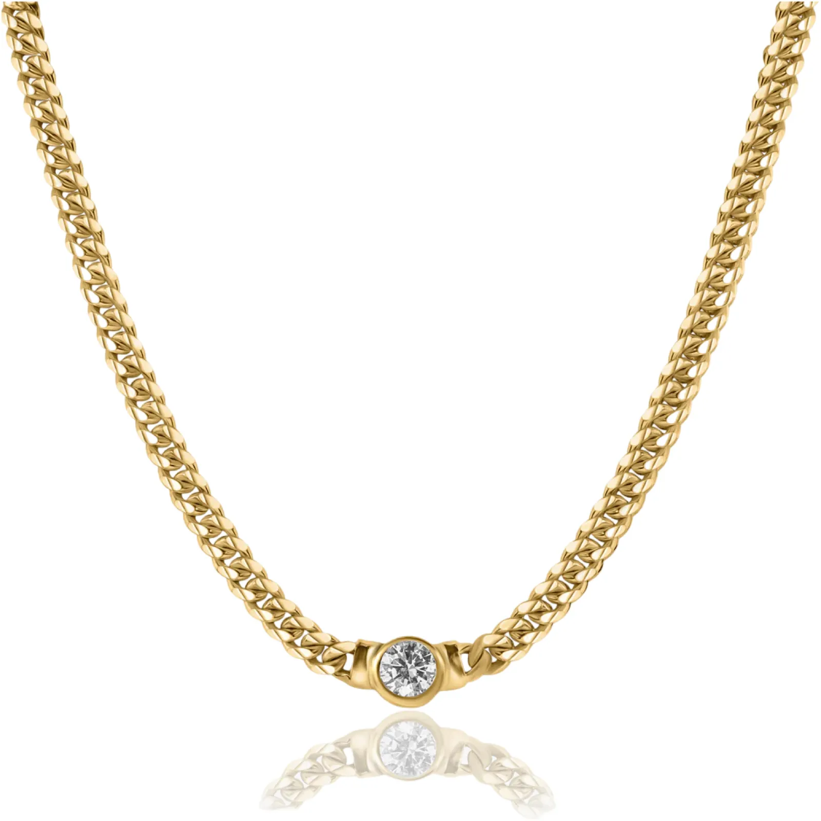 Bezel Shapes Cuban Link Chain Necklace