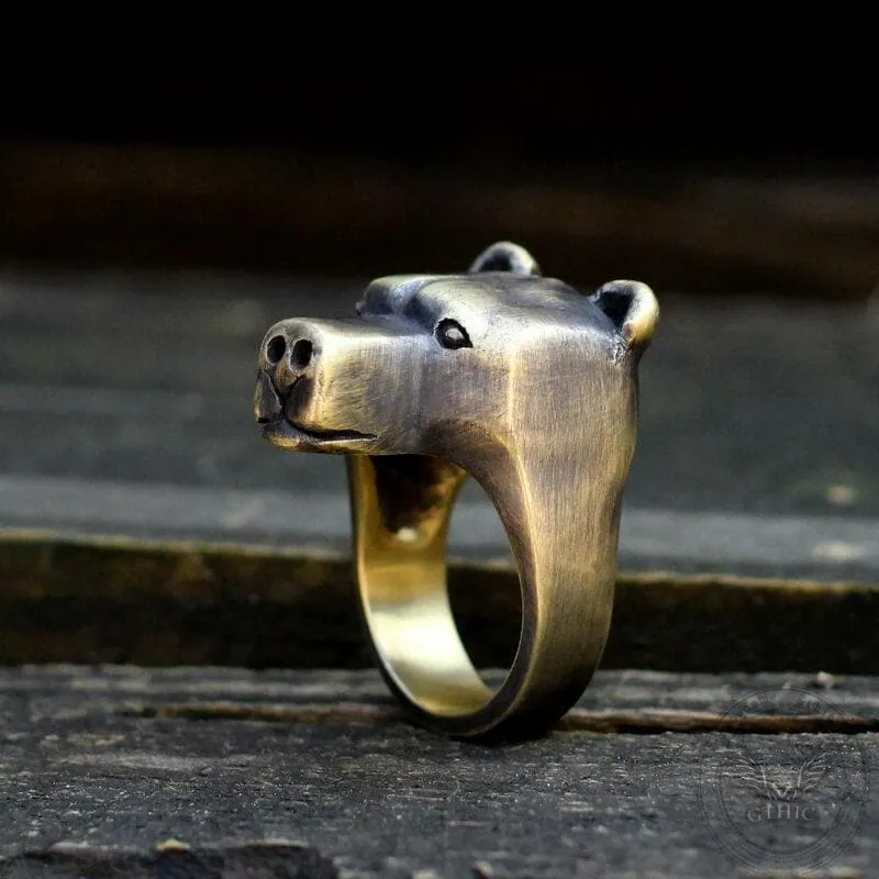 Black Bear Brass Sterling Silver Animal Ring