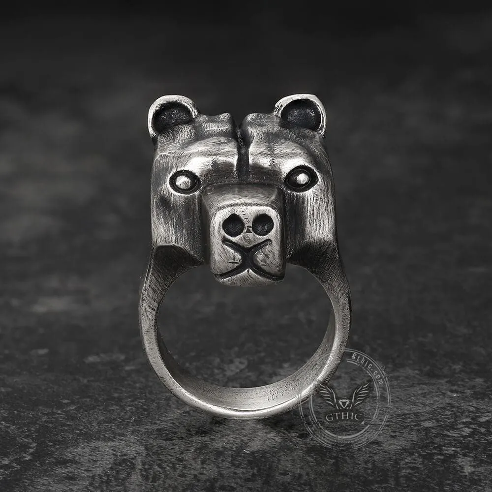 Black Bear Brass Sterling Silver Animal Ring