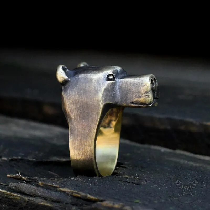 Black Bear Brass Sterling Silver Animal Ring