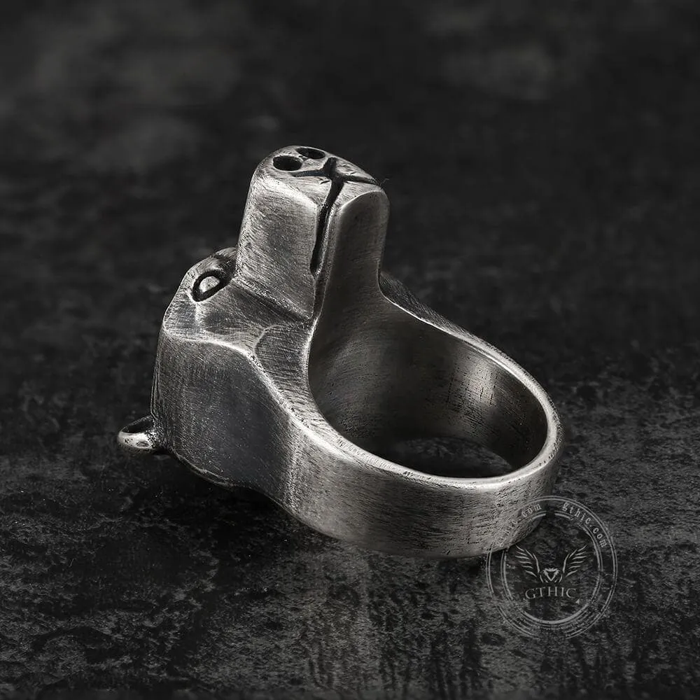 Black Bear Brass Sterling Silver Animal Ring