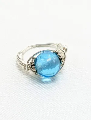 Blue Capped with Silver Ring