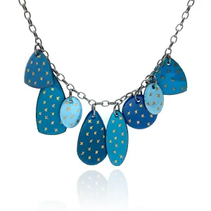 Blue Enamel Necklace with Gold Details