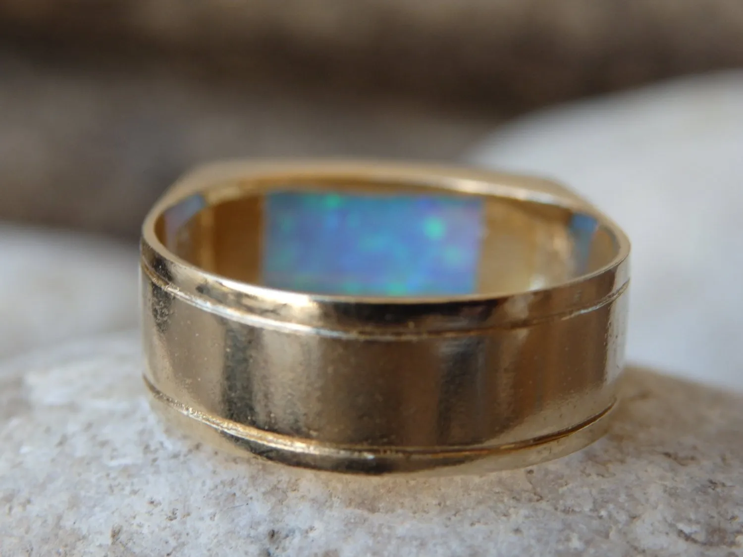 Blue Opal Band Ring