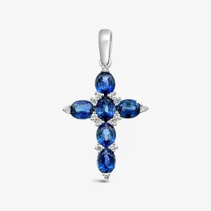 Blue Sapphire & Diamond Cross