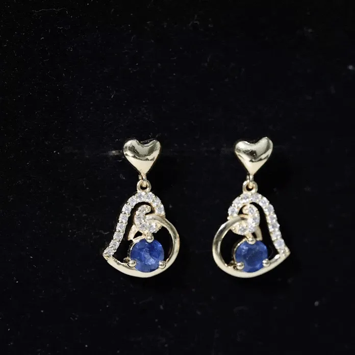 Blue Sapphire and Diamond Accent Heart Drop Earring