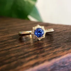 Blue Sapphire and Diamond Web Ring