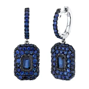 BLUE SAPPHIRE PAVE BAGUETTE DROP EARRINGS