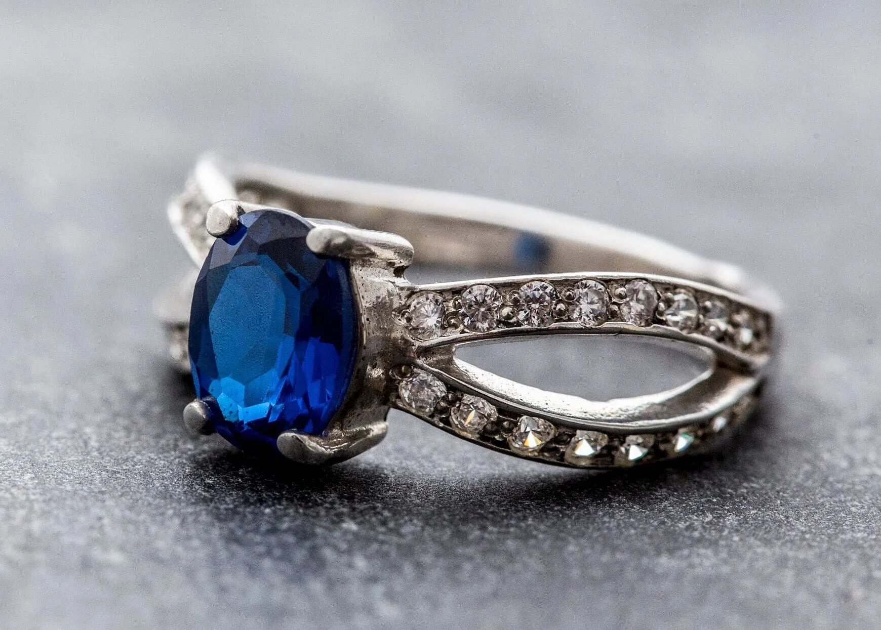 Blue Sapphire Ring - Vintage Sapphire Ring, Blue Promise Ring