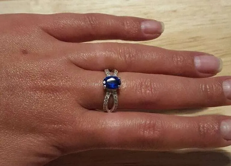 Blue Sapphire Ring - Vintage Sapphire Ring, Blue Promise Ring