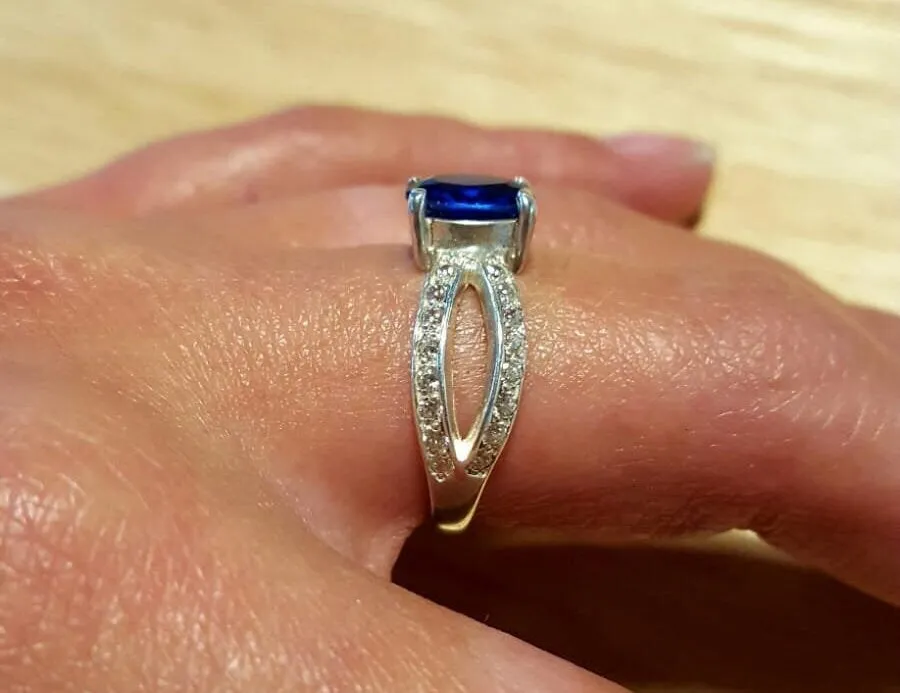 Blue Sapphire Ring - Vintage Sapphire Ring, Blue Promise Ring