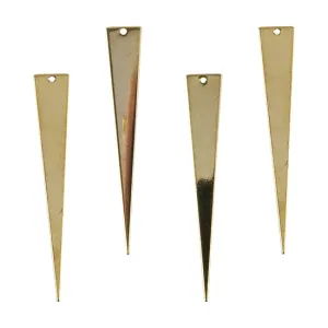 Brass Pendants - Long Triangle 18k Gold Plated - Pkg/4