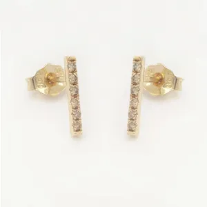 Brown Diamond Bar Earrings