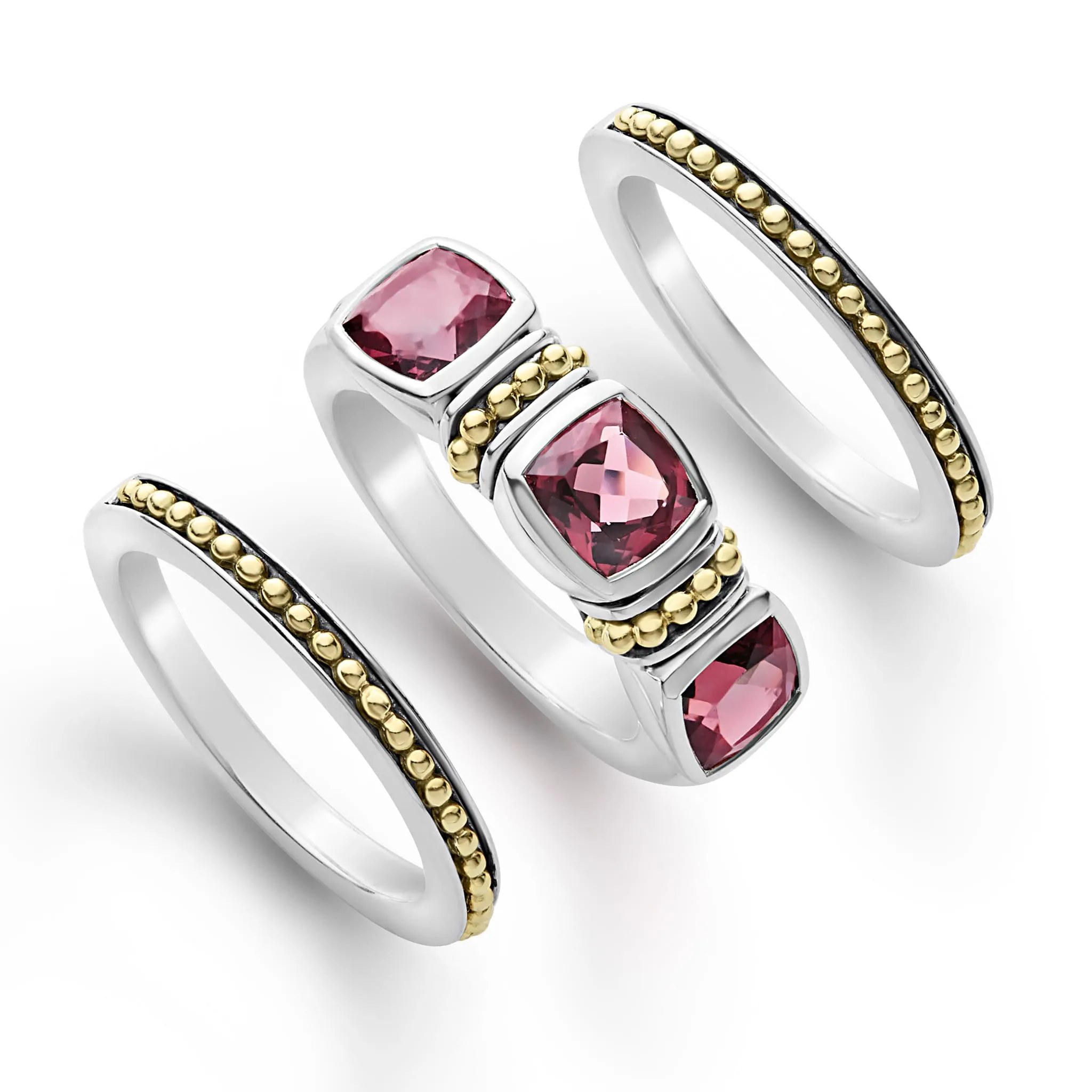 Caviar Color Rhodolite Garnet Stacking Rings