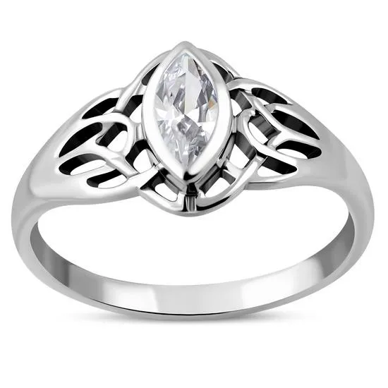 Celtic Knot CZ Silver Ring