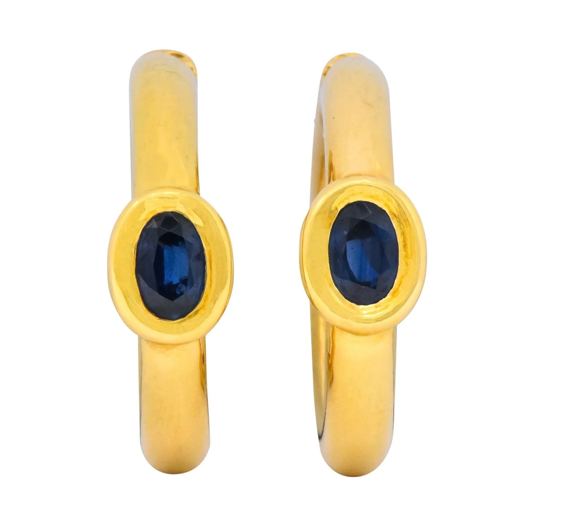 Chaumet Paris Vintage 1.00 CTW Sapphire 18 Karat Gold Hoop Earrings