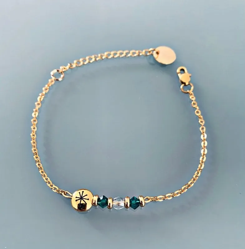 Clover Constellation Bracelet | Curb Chain Magic Natural Stones Swarovski Gold Heishi Beads | Golden Bracelet | Stone Bracelet | Gift Jewelry