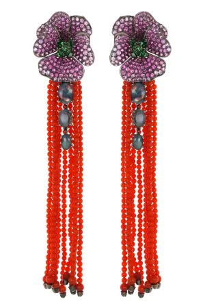 Coral Sapphire Strand Earrings