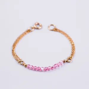 Crystal Bead Bracelet Gold & Crystal Pink