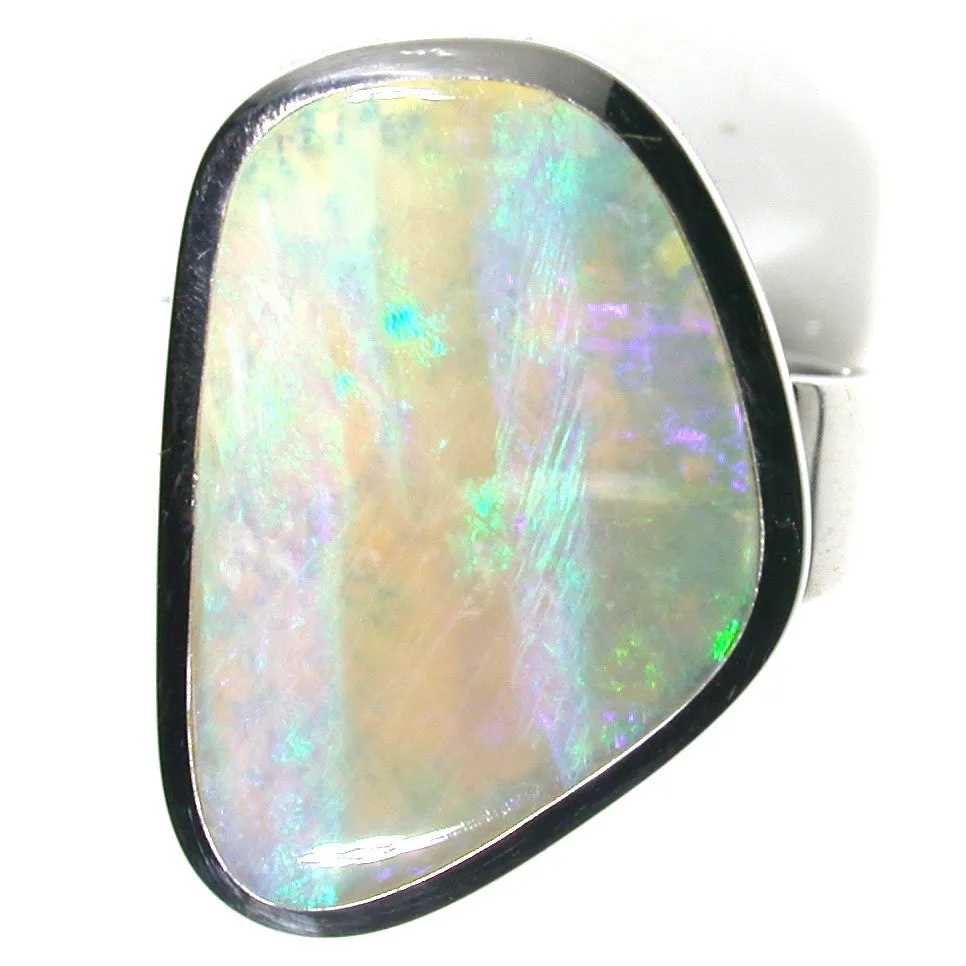 Crystal green opal sterling silver ring